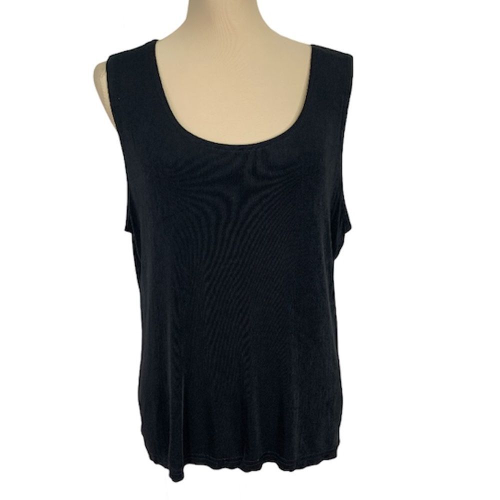 Womens Black Tank Top Size 1X Liquid Knit Mde in Heaven